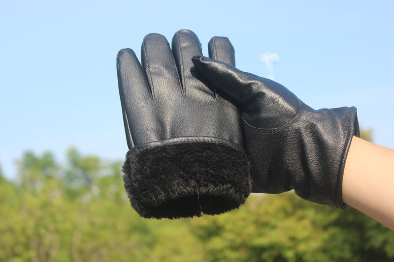 Pu Gloves Fall Winter Men Leather Gloves Faux Deerskin plus Velvet Gloves Waterproof and Windproof Thick Cycling Gloves Wholesale