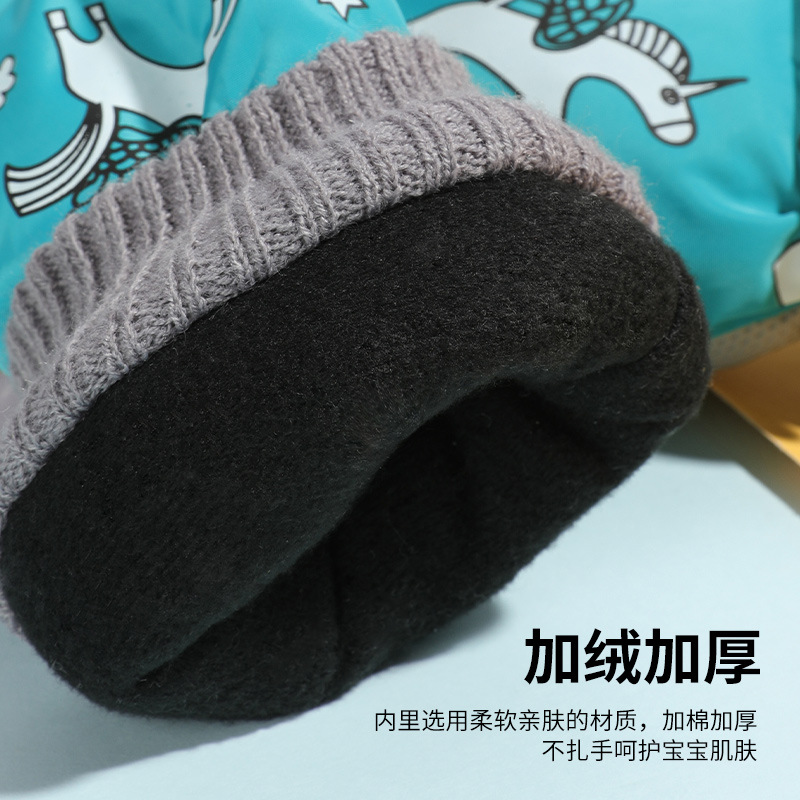 Winter Children&#039;s Ski Gloves Outdoor Warm Keeping Sports Waterproof Non-Slip plus Velvet Cartoon Gloves for Boys and Girls Drst21