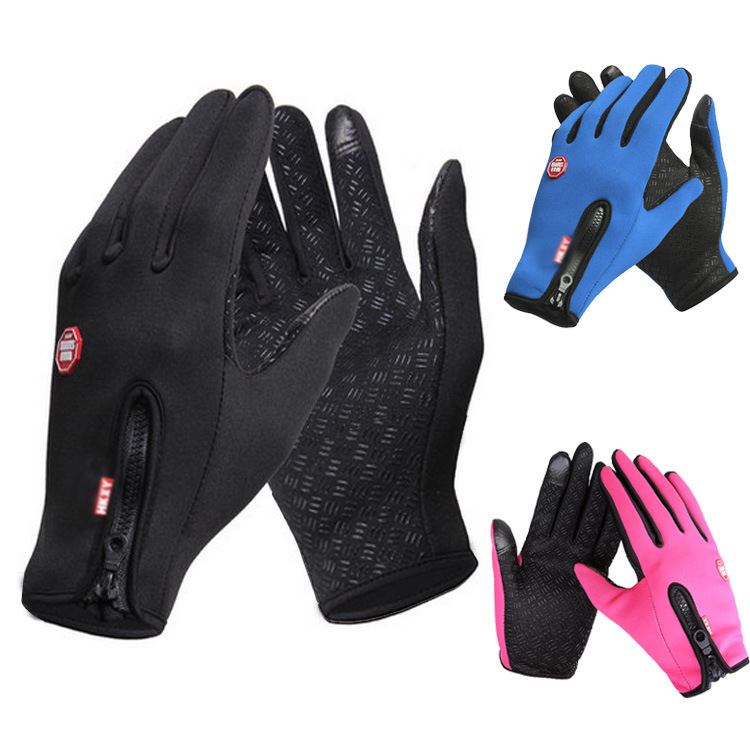 Fleece Windproof Warm Touch Screen Gloves Outdoor Mountaineering Skiing Cycling Zipper Gloves Ski Gloves
