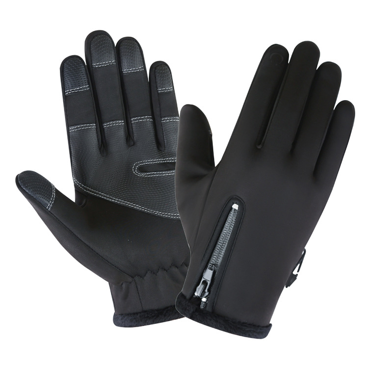 Fleece Windproof Warm Touch Screen Gloves Outdoor Mountaineering Skiing Cycling Zipper Gloves Ski Gloves
