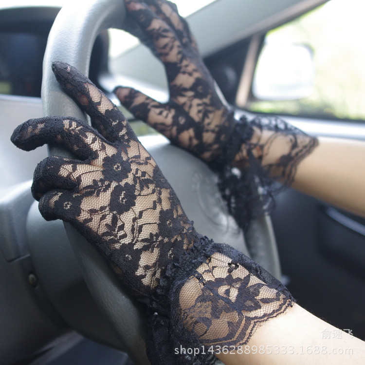 Lace Short Sun Protection Gloves Large Lace Driving UV Protection Lace Gloves Wedding Wholesale Lace Gloves