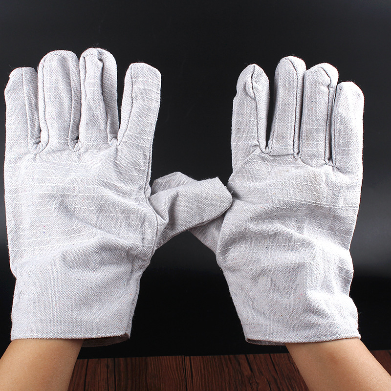 White Nail Cloth Arc-Welder&#039;s Gloves Wear-Resistant Oil-Resistant Lengthened Labor Gloves Canvas Gloves