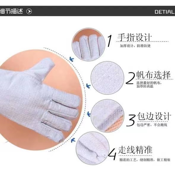 Full Lining Double Layer Thick Wear-Resistant Non-Slip Canvas Gloves Labor Protection Operation Handling Electric Welding Machine Bed Protective Gloves Wholesale