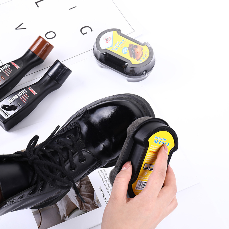 Shoe-Brush Leather Shoes Maintenance Brightening Artifact Double-Sided Sponge Shoe Polish Colourless Shoe Wax Shoe Polish Brush