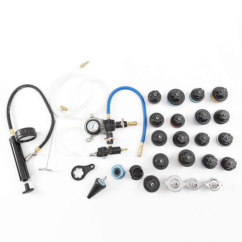 28-Piece Set Water Tank Leak Detector Car Water Tank Pressure Gauge Leak Detector Water Tank Detection Repair Tool