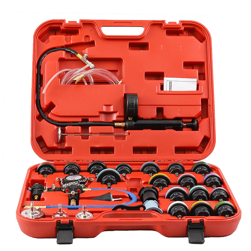 28-Piece Set Water Tank Leak Detector Car Water Tank Pressure Gauge Leak Detector Water Tank Detection Repair Tool