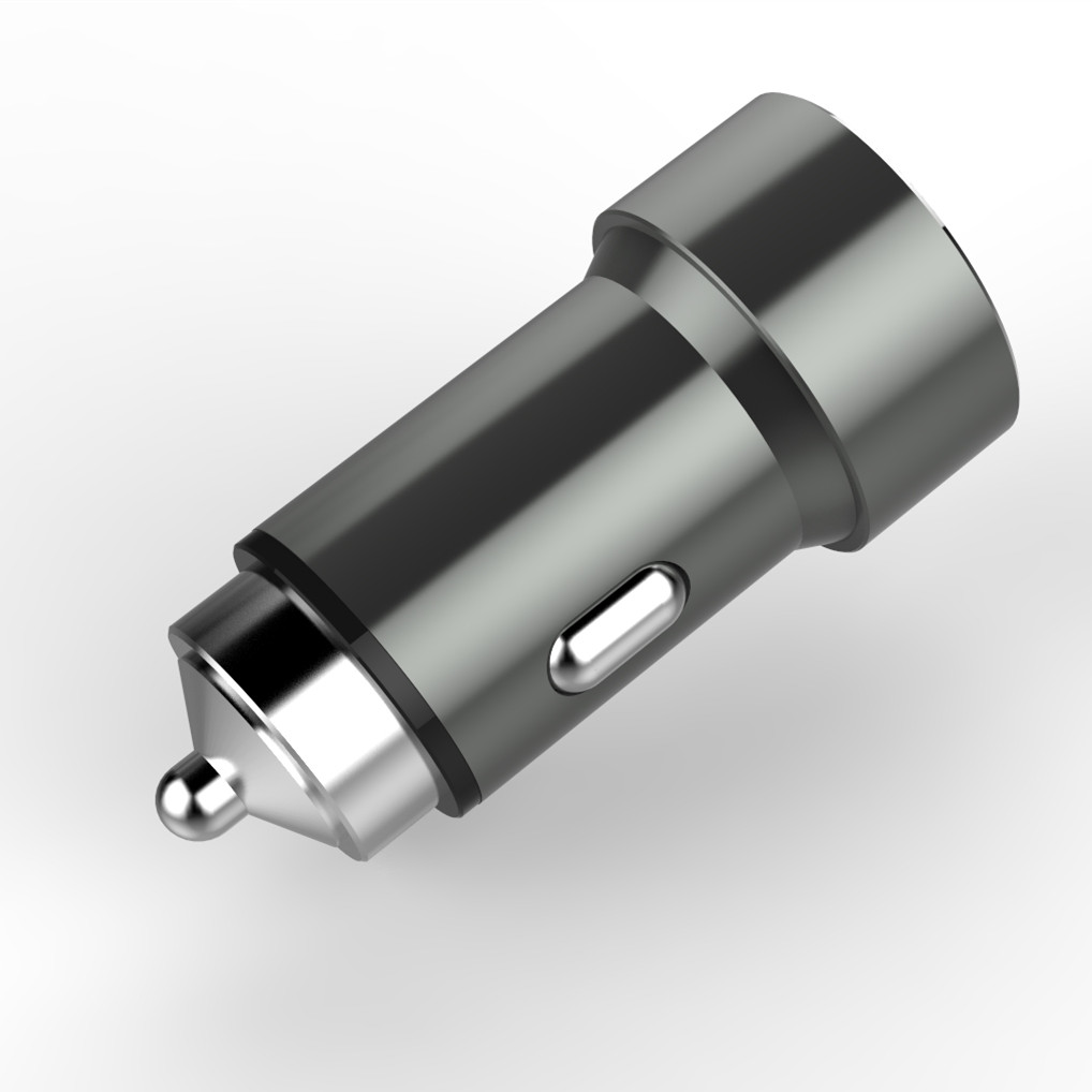 2.4A Full Metal Car Charger Car Phone Charger Grain of Rice 2usb Smart Car Charger