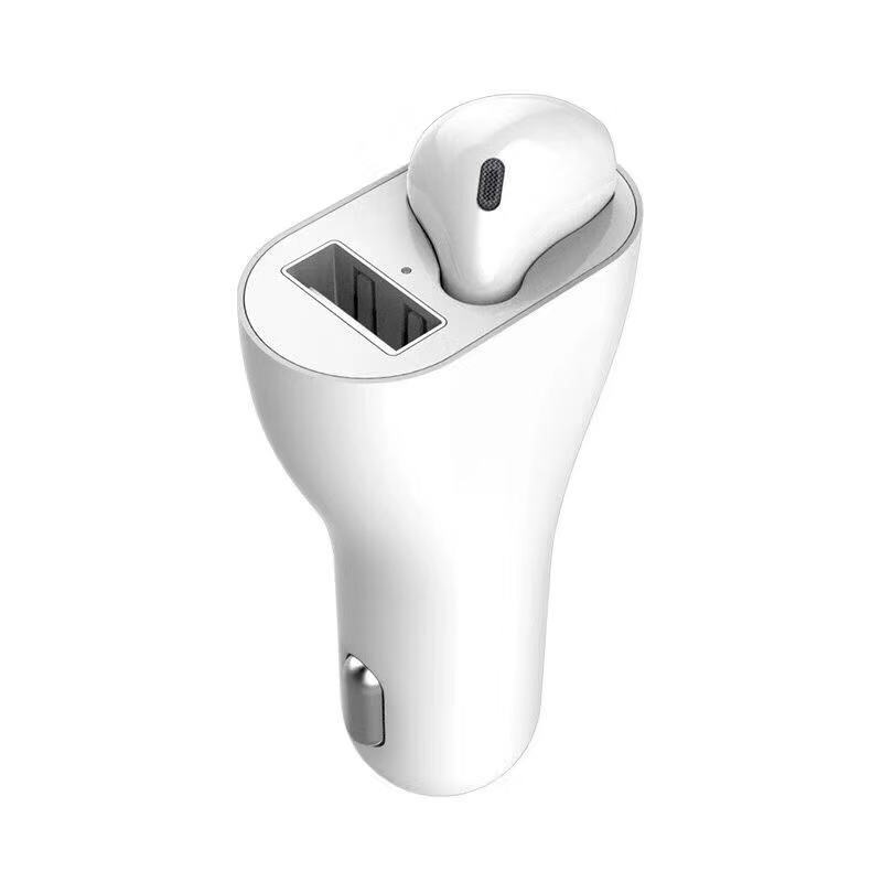 Factory Direct Sales New Car Multifunction Wireless Bluetooth Headset Vehicle-Mounted Car Charger Two-in-One Business Bluetooth Headset