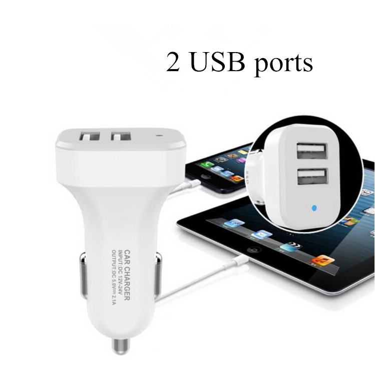 Dual USB Port 2.1a Vehicle-Mounted Mobile Phone Charger Universal Model 2-in-1 Mini Car Charger Travel Cute Portable