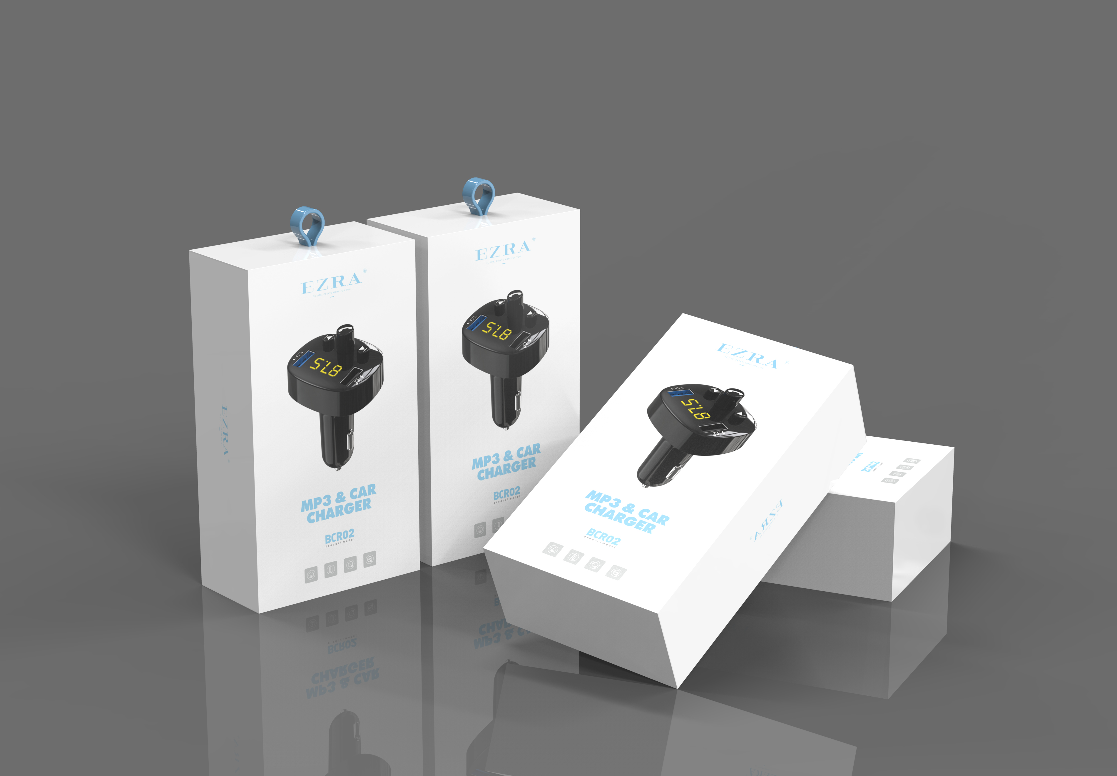 Aidu Car Bluetooth MP3 Car Charger Hands-Free Phone One to Two Car Connection U Disk Answerable FM Player