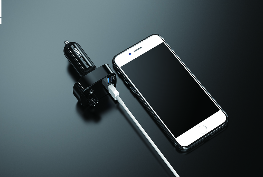 Aidu Car Bluetooth MP3 Car Charger Hands-Free Phone One to Two Car Connection U Disk Answerable FM Player