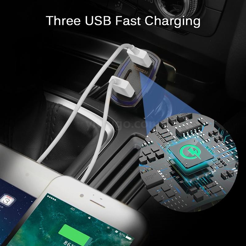 Pd Car QC3.0 Car Charger 3USB Port 3.0 Fast Charger 5V3A18W Car Phone Charger