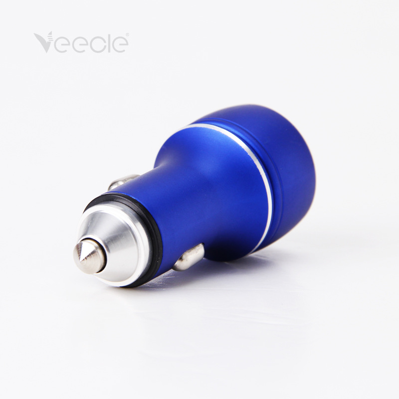Wholesale Metal Smart Digital Display Safety Hammer Car Charger Dual USB Display Car Mobile Phone Charger Cross-Border Supply
