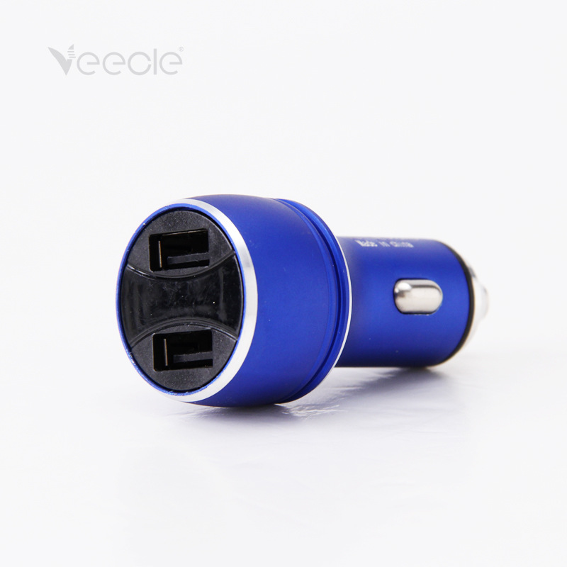 Wholesale Metal Smart Digital Display Safety Hammer Car Charger Dual USB Display Car Mobile Phone Charger Cross-Border Supply