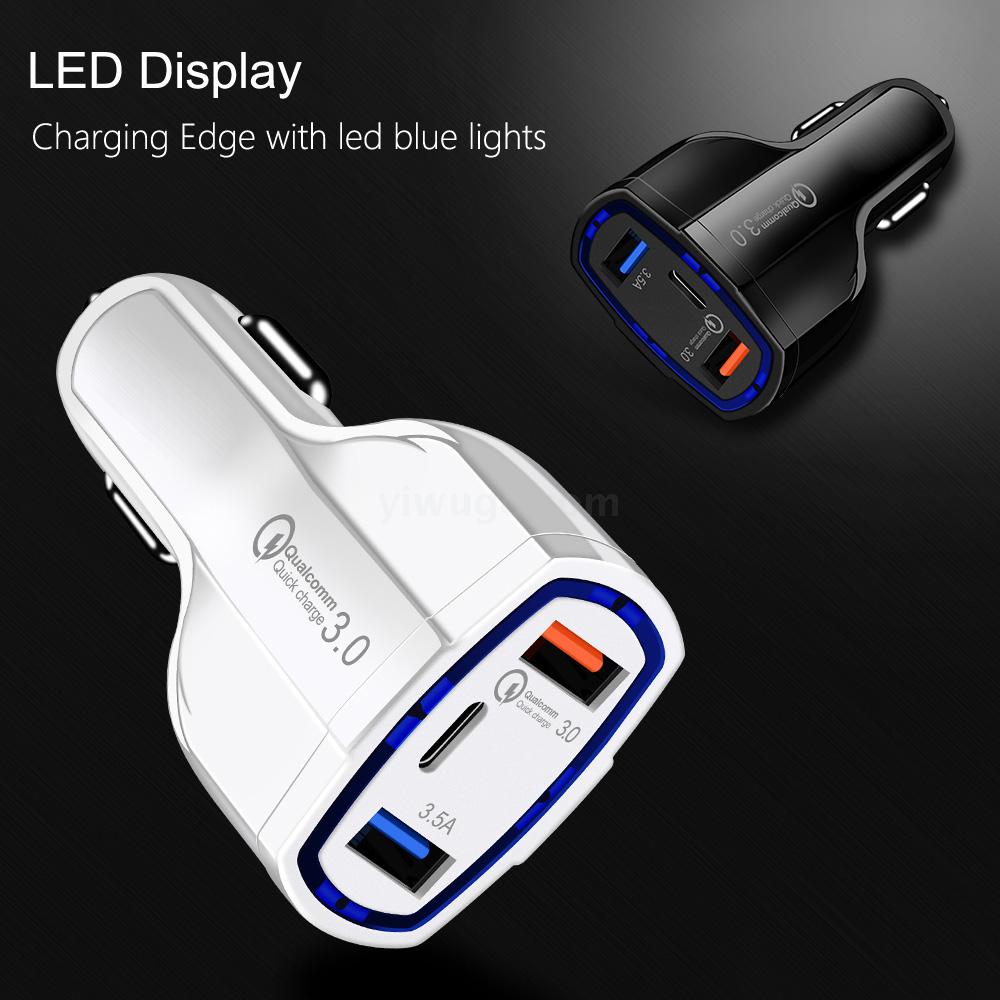 PD Car Charger Qc3.0 Car Charger 3usb Port 3.0 Fast Charge Car Charger 5 V3a18w Car Phone Charger