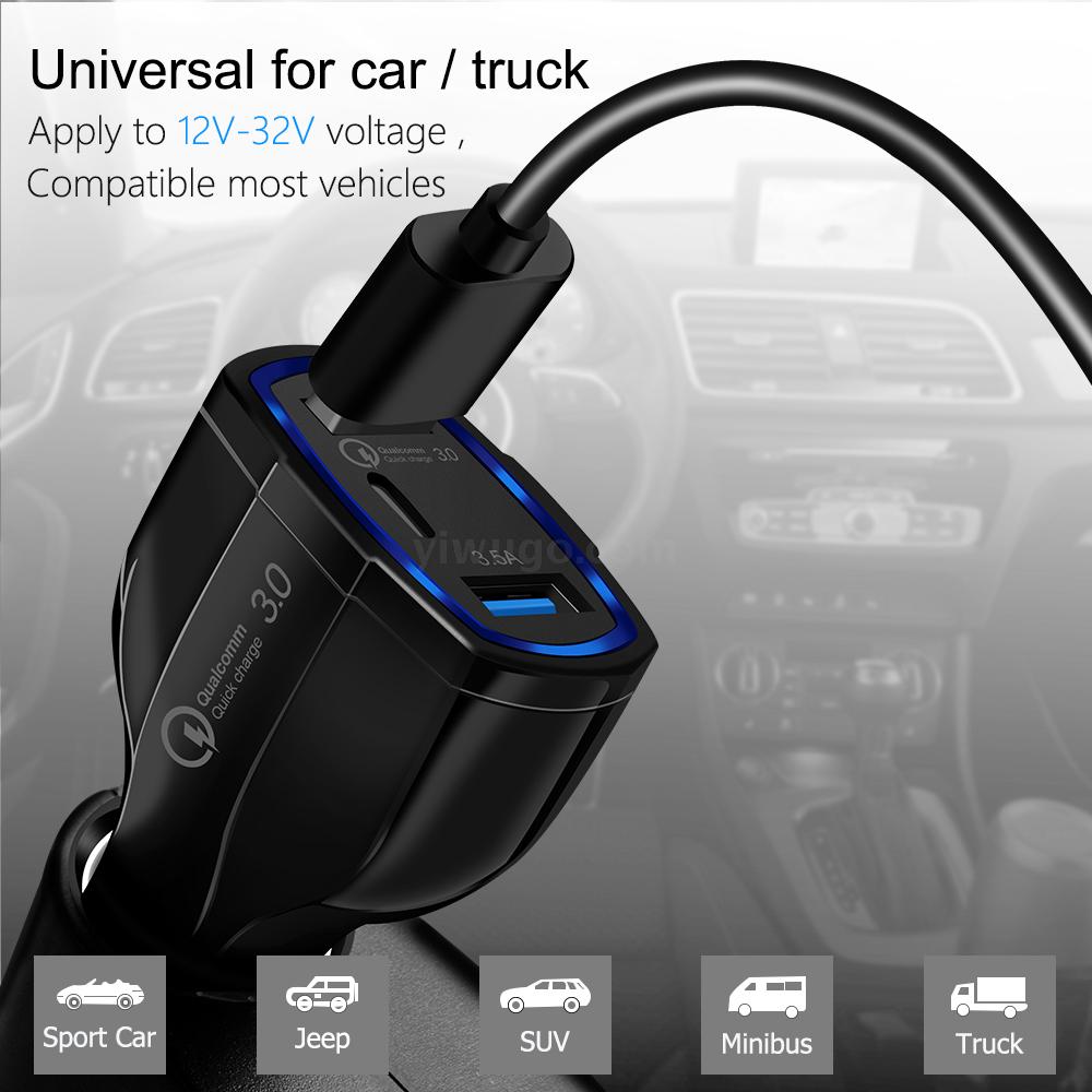 PD Car Charger Qc3.0 Car Charger 3usb Port 3.0 Fast Charge Car Charger 5 V3a18w Car Phone Charger