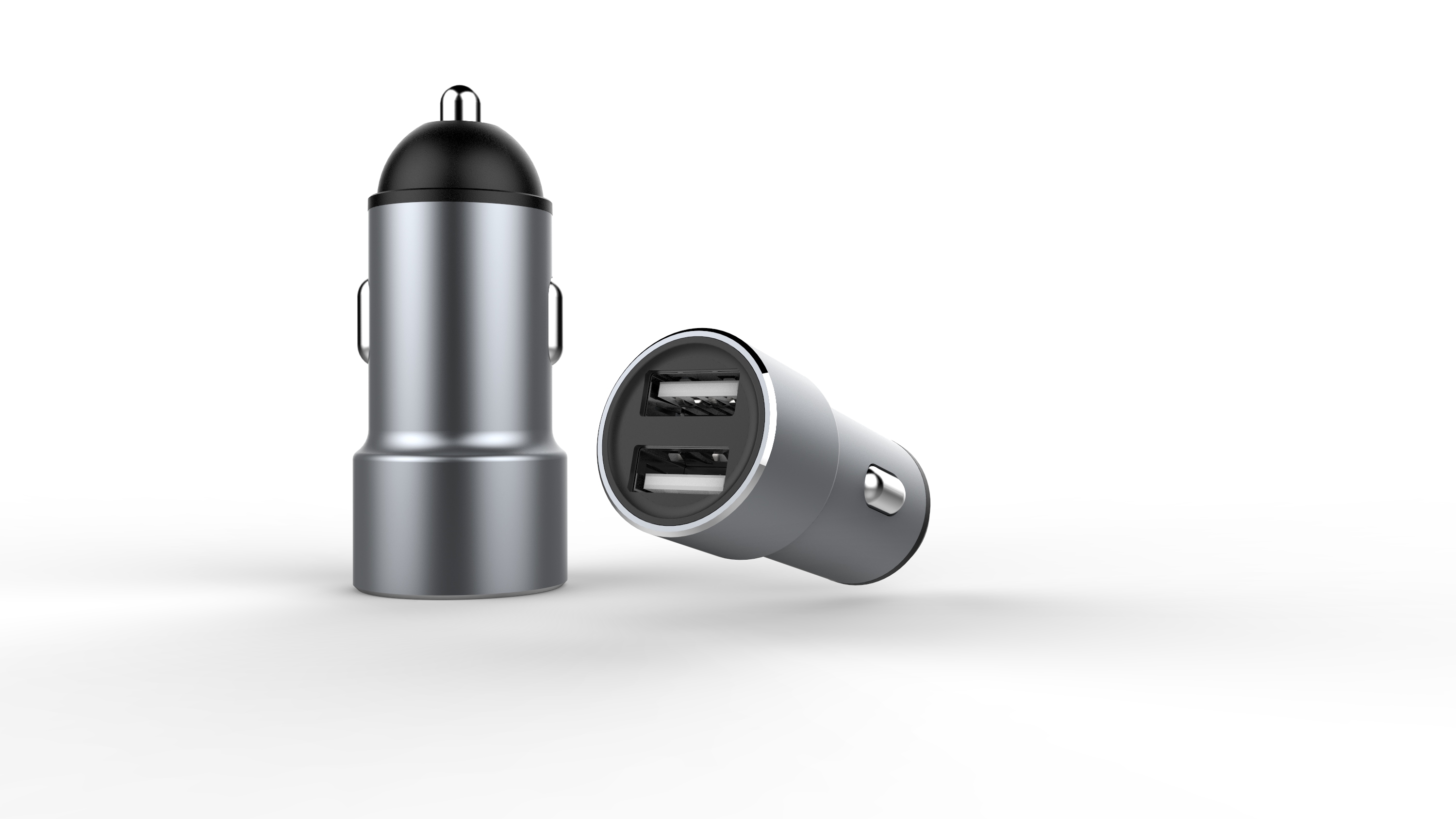 New Aluminum Alloy Shell Super Fast Charge Car Phone Charger Qc3.0 Versatile Universal Car Charger 2usb