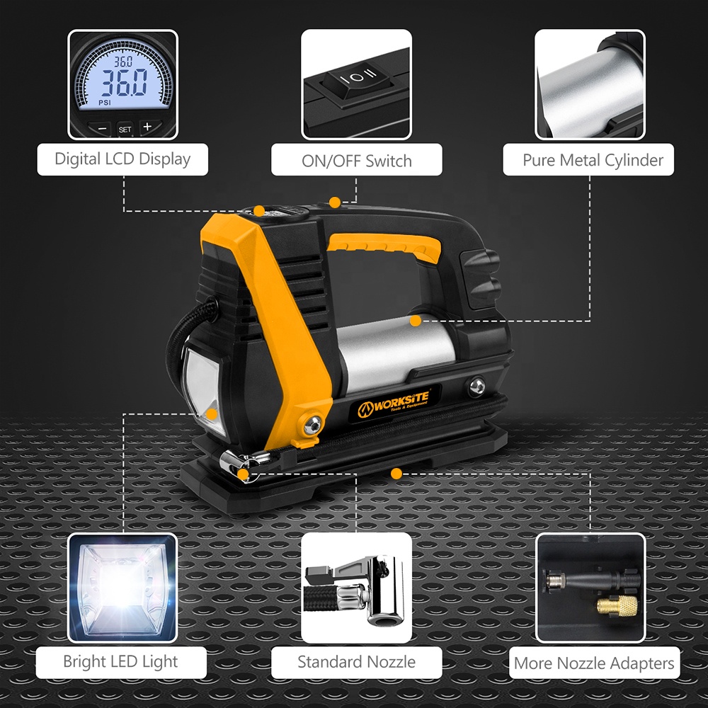 WORKSITE Customized Vehicle Inflator Digital Car Tire Pump 1