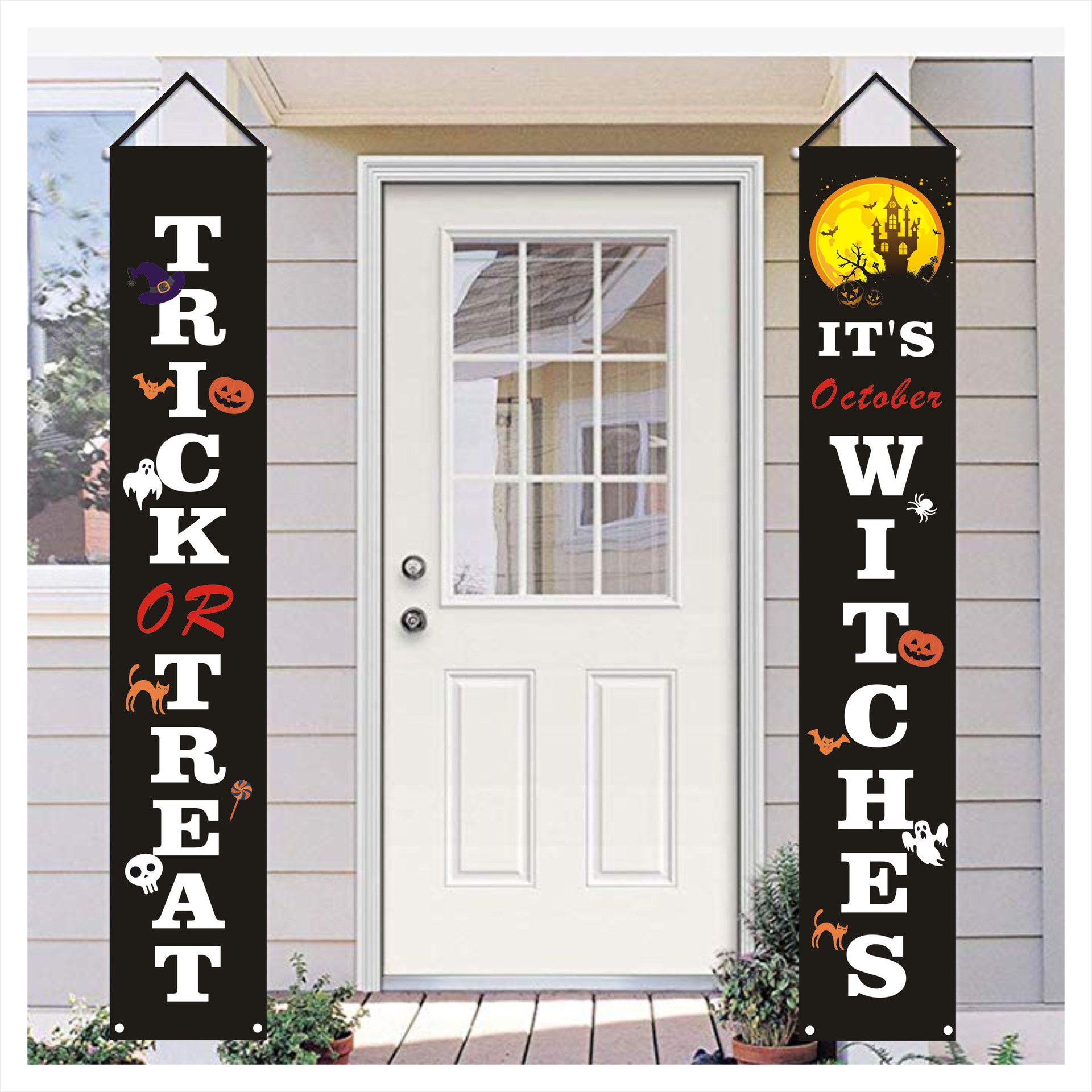 Amazon Halloween door Curtain Christmas Couplet Halloween Couplet banner support to map Custom made