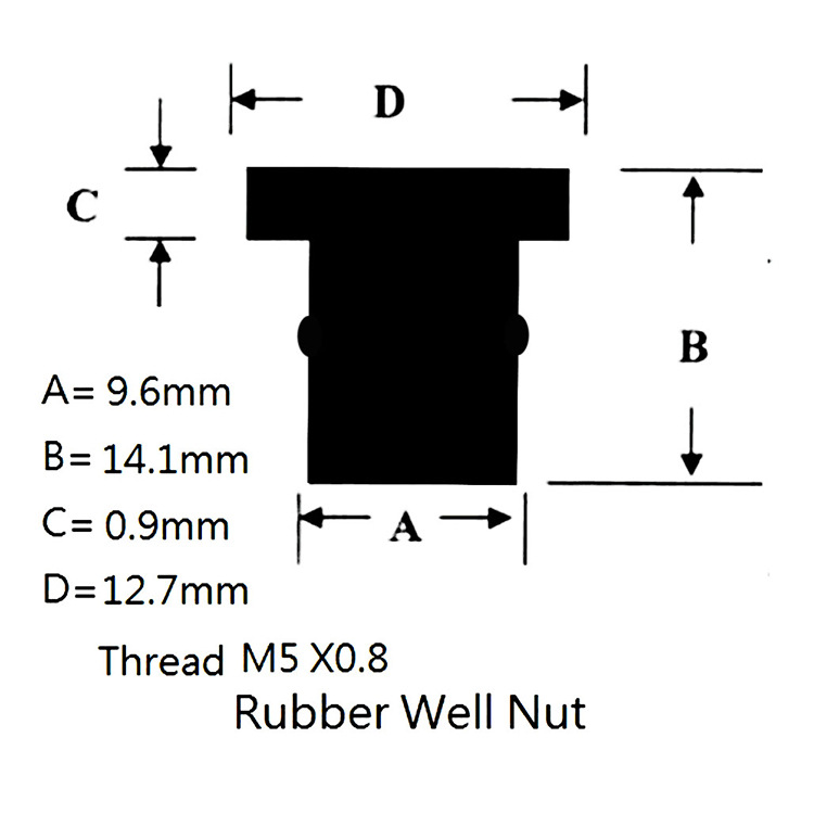Hot Sale Private Model Rubber Well Screw Female 5mm mm Universal Motorcycle Windscreen Brass Nut 0.8