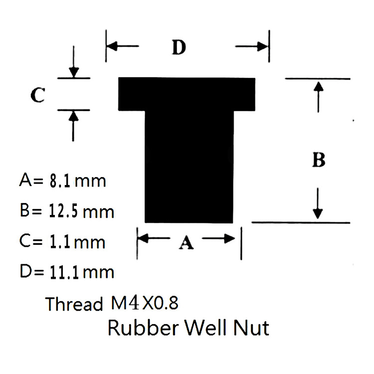 Hot Sale Private Model Rubber Well Screw Female 5mm mm Universal Motorcycle Windscreen Brass Nut 0.8