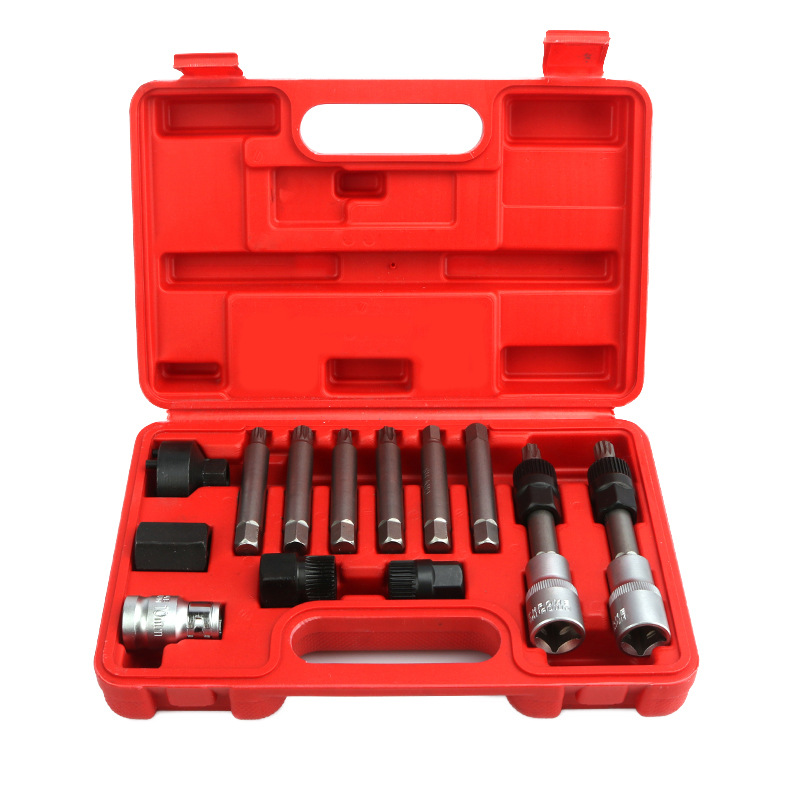 13-Piece Generator Belt Pulley Disassembly Wrench Tool Volkswagen Audi A6 Volvo BMW Belt Pulley Stripping Attachment