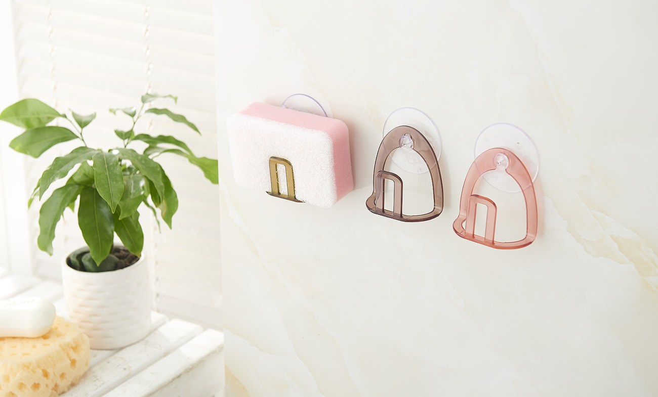 Benwanjia 1503 Suction Wall Sponge Rack Kitchen and Bathroom Draining Rack Strong Load-Bearing 3kg Washing Repeated Use