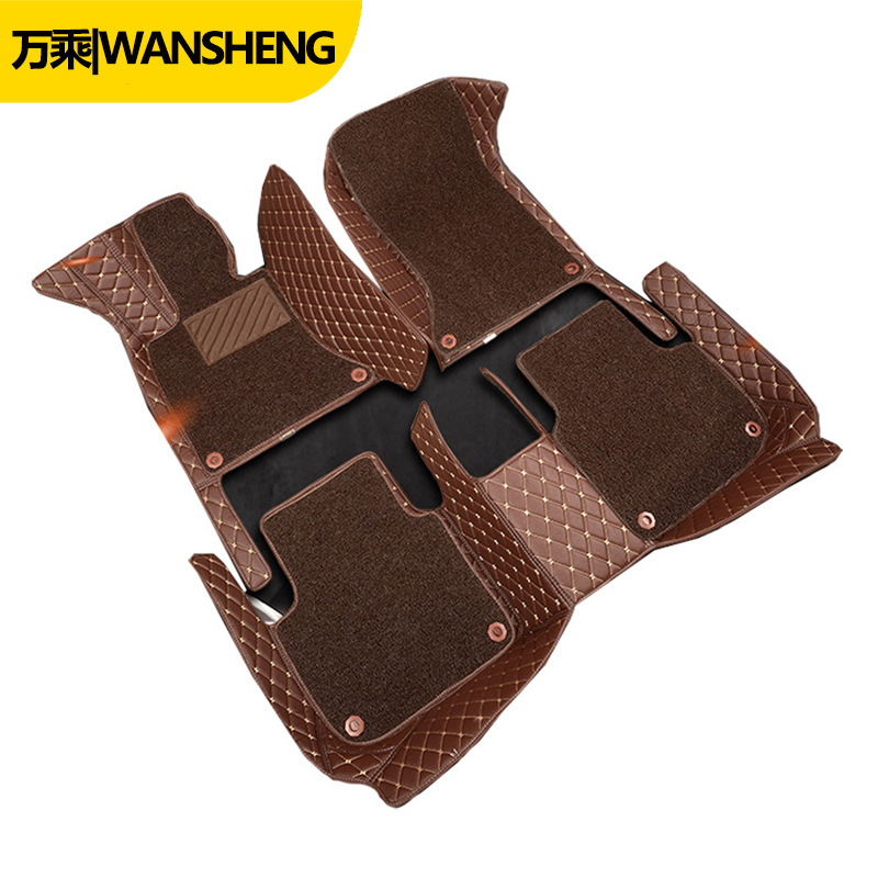 Factory Direct Sales Car Foot Mat Fully Surrounded by Wire Loop Leather Double Detachable Butterfly Pattern Special Car Foot Mat