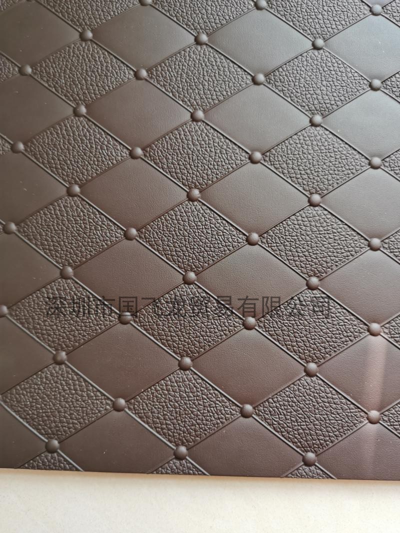 Aviation-Grade Car Foot Mat Material Wireless Soft Carving European Classic Big Diamond Plaid 7mm Thick Sponge Leather