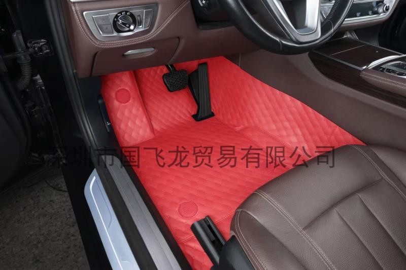 Aviation-Grade Car Foot Mat Material Wireless Soft Carving European Classic Big Diamond Plaid 7mm Thick Sponge Leather