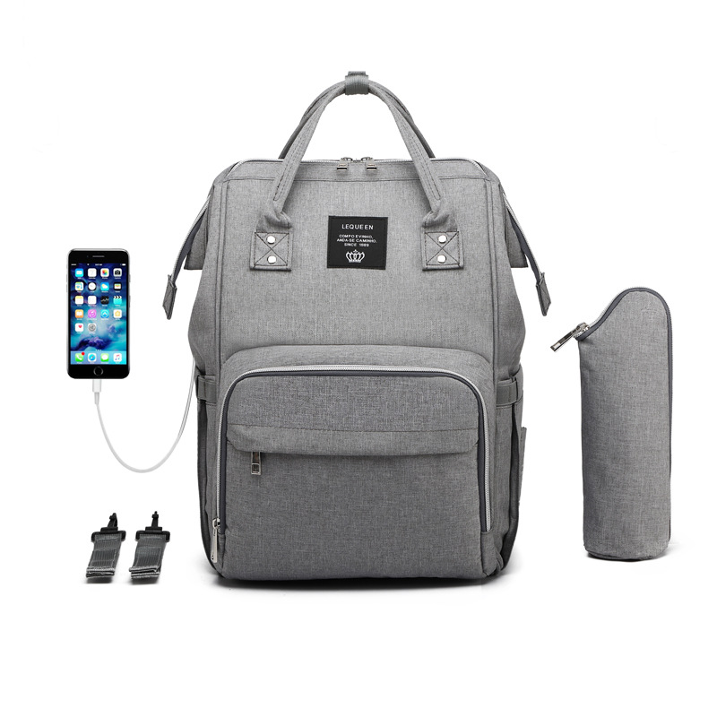 Lequeen Mummy Bag USB Charging New Multi-Functional Large Capacity Backpack Outdoor Mom Bag Baby Diaper Bag