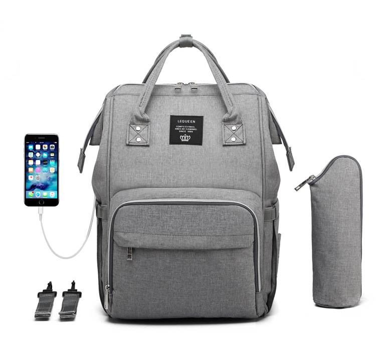 Lequeen Mummy Bag USB Charging New Multi-Functional Large Capacity Backpack Outdoor Mom Bag Baby Diaper Bag Lequeen Mummy Bag USB Charging New Multi-Functional Large Capacity Backpack Outdoor Mom Bag Baby Diaper Bag