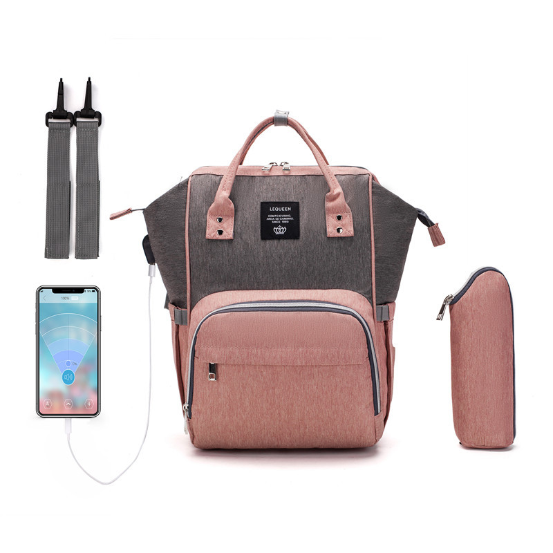 Lequeen Mummy Bag USB Charging New Multi-Functional Large Capacity Backpack Outdoor Mom Bag Baby Diaper Bag Lequeen Mummy Bag USB Charging New Multi-Functional Large Capacity Backpack Outdoor Mom Bag Baby Diaper Bag