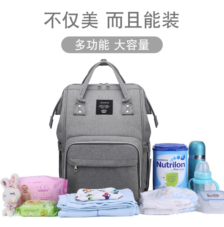 Lequeen Mummy Bag USB Charging New Multi-Functional Large Capacity Backpack Outdoor Mom Bag Baby Diaper Bag Lequeen Mummy Bag USB Charging New Multi-Functional Large Capacity Backpack Outdoor Mom Bag Baby Diaper Bag