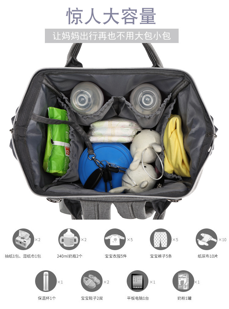 Lequeen Mummy Bag USB Charging New Multi-Functional Large Capacity Backpack Outdoor Mom Bag Baby Diaper Bag Lequeen Mummy Bag USB Charging New Multi-Functional Large Capacity Backpack Outdoor Mom Bag Baby Diaper Bag