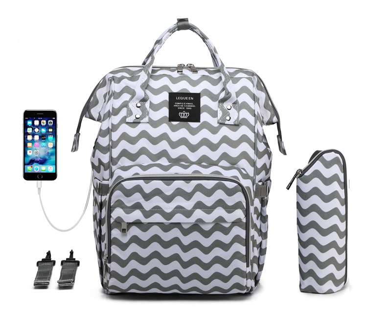 Lequeen Mummy Bag USB Charging New Multi-Functional Large Capacity Backpack Outdoor Mom Bag Baby Diaper Bag Lequeen Mummy Bag USB Charging New Multi-Functional Large Capacity Backpack Outdoor Mom Bag Baby Diaper Bag
