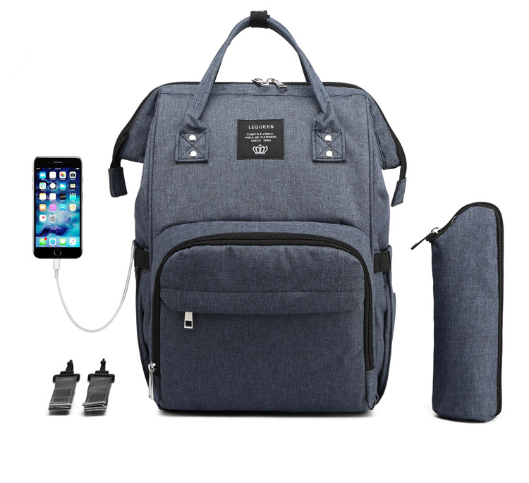 Lequeen Mummy Bag USB Charging New Multi-Functional Large Capacity Backpack Outdoor Mom Bag Baby Diaper Bag Lequeen Mummy Bag USB Charging New Multi-Functional Large Capacity Backpack Outdoor Mom Bag Baby Diaper Bag