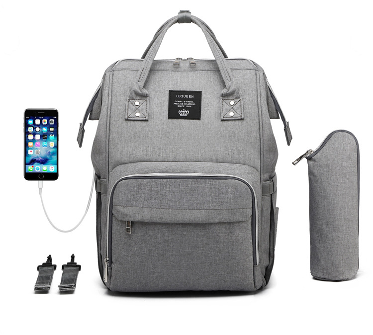 Lequeen Mummy Bag USB Charging New Multi-Functional Large Capacity Backpack Outdoor Mom Bag Baby Diaper Bag Lequeen Mummy Bag USB Charging New Multi-Functional Large Capacity Backpack Outdoor Mom Bag Baby Diaper Bag
