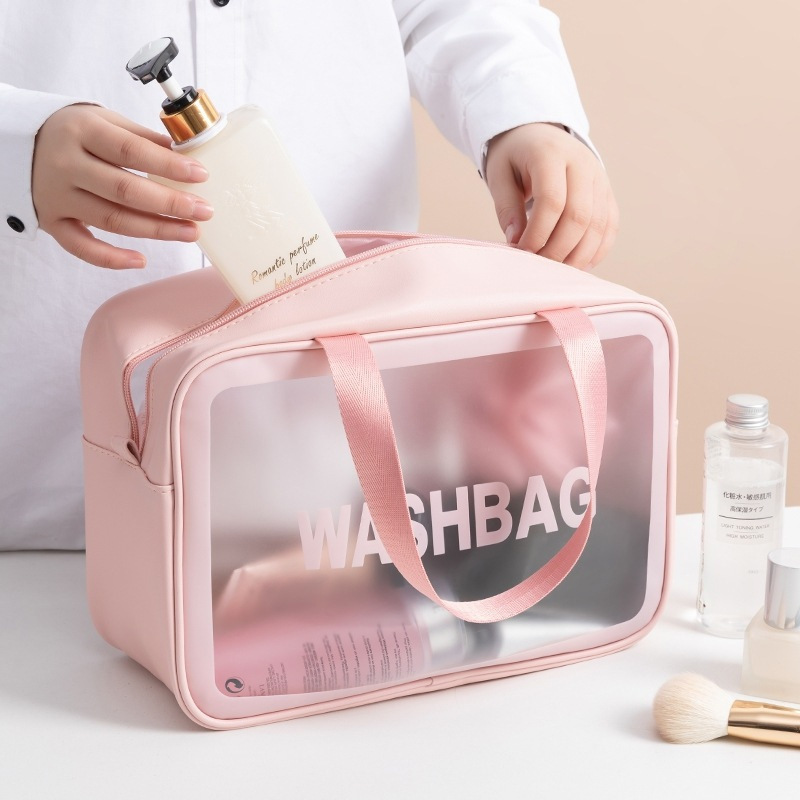 2020 Internet Hot Multi-Functional Portable Travel Frosted Waterproof Skin Care Transparent PVC Makeup Toiletry Bag Ming