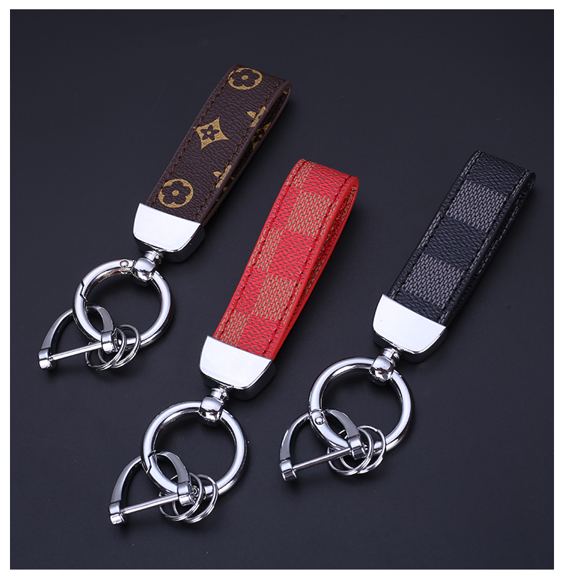 Cross-Border Luxury Plaid Car Key Ring Leather Key Ring Silver Fashion Bag Package Pendant Manufacturer Cross-Border Luxury Plaid Car Key Ring Leather Key Ring Silver Fashion Bag Package Pendant Manufacturer