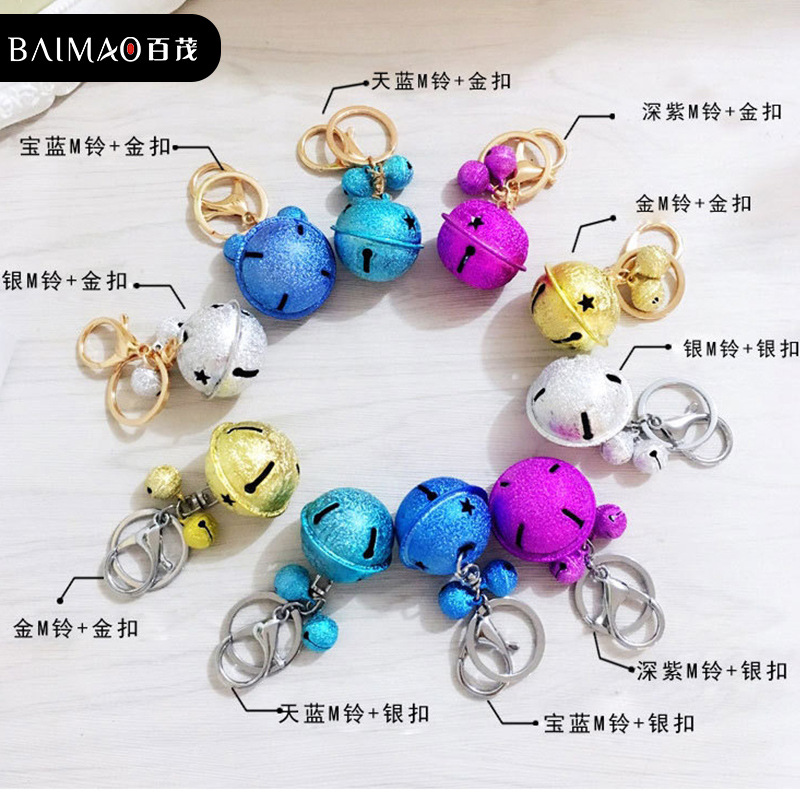 Korean Style Creative Metal Candy Color Bell Key Buckle Women&#039;s DIY Phone Case Accessories Couple Bags Pendant Wholesale
