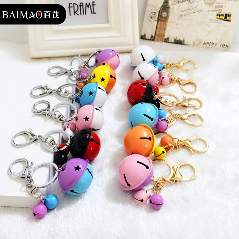 Korean Style Creative Metal Candy Color Bell Key Buckle Women&#039;s DIY Phone Case Accessories Couple Bags Pendant Wholesale