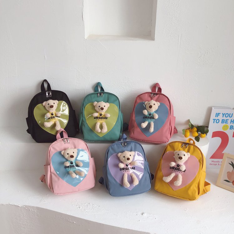 Foreign Trade Children&#039;s Backpack 2021 New Korean Style Internet Celebrity Bear Small Backpack Cartoon Bag Kindergarten Backpack Wholesale