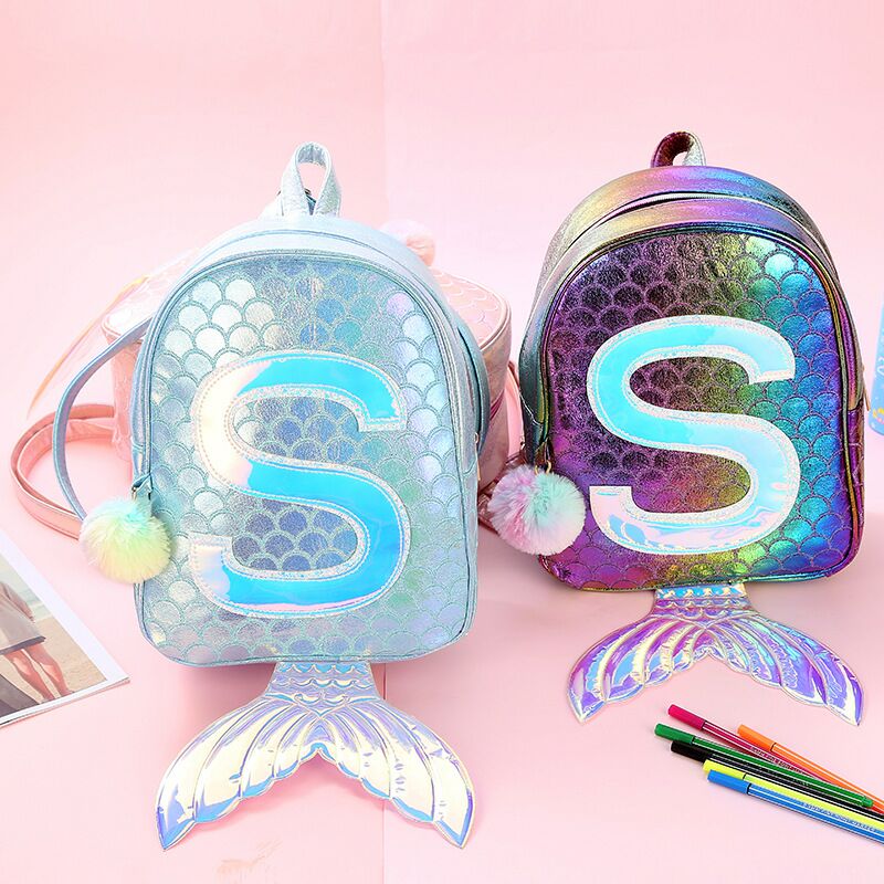Unicorn new fish tail backpack for girls cartoon bag fish tail bag for children