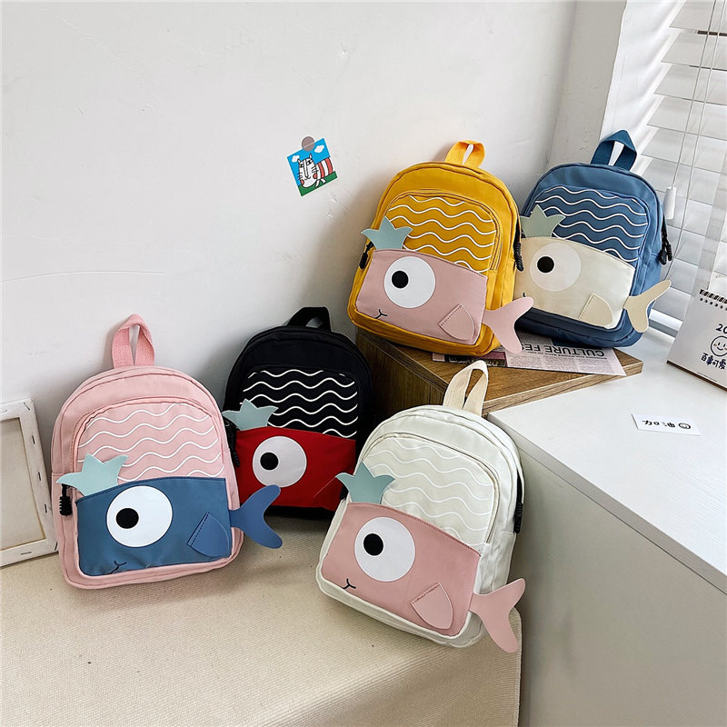 New Cloth Backpack Cute Cartoon Bag Fish Dolphin Kindergarten Backpack Korean Boys Girls&#039; Backpack