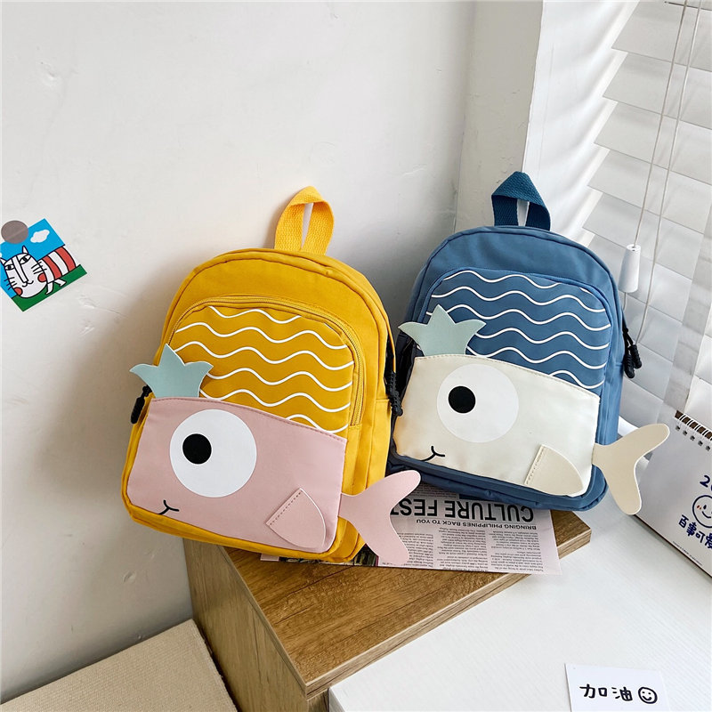 New Cloth Backpack Cute Cartoon Bag Fish Dolphin Kindergarten Backpack Korean Boys Girls&#039; Backpack