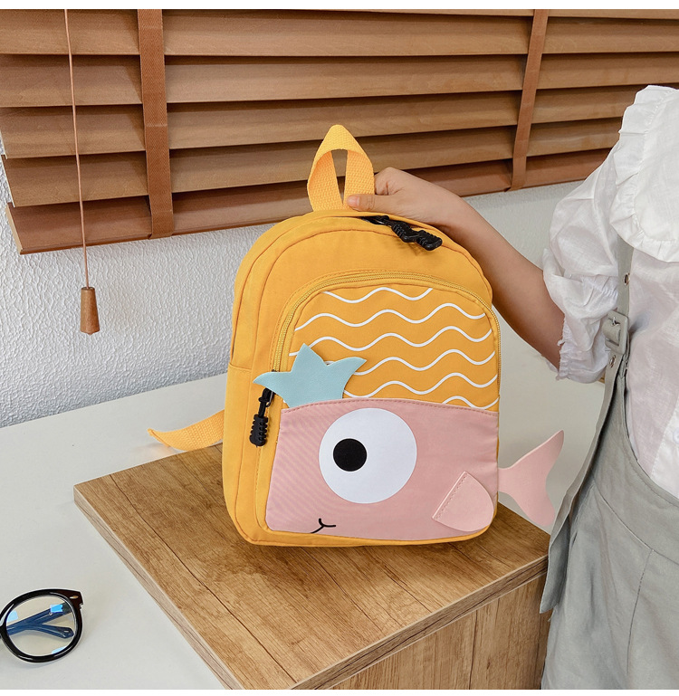 New Cloth Backpack Cute Cartoon Bag Fish Dolphin Kindergarten Backpack Korean Boys Girls' Backpack