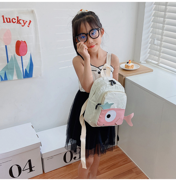 New Cloth Backpack Cute Cartoon Bag Fish Dolphin Kindergarten Backpack Korean Boys Girls' Backpack