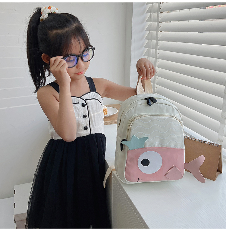 New Cloth Backpack Cute Cartoon Bag Fish Dolphin Kindergarten Backpack Korean Boys Girls' Backpack