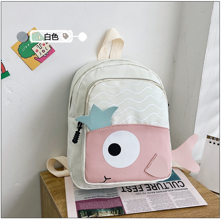 New Cloth Backpack Cute Cartoon Bag Fish Dolphin Kindergarten Backpack Korean Boys Girls' Backpack